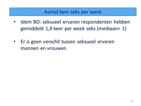 hoeveel keer seks per week|Vlamingen hebben gemiddeld 1 keer per week seks